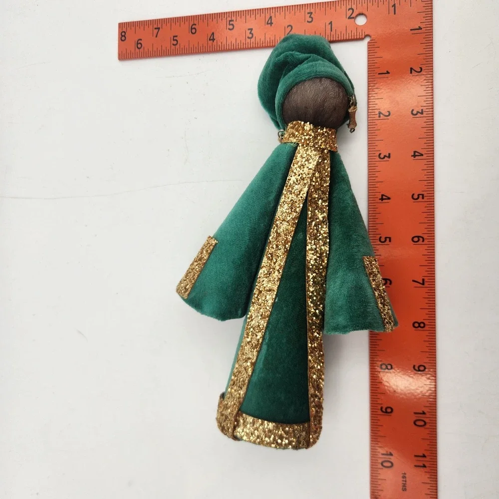 Handmade Vintage Velvet Three Wise Men  Upcycled Thread Cone Figures Atlantic